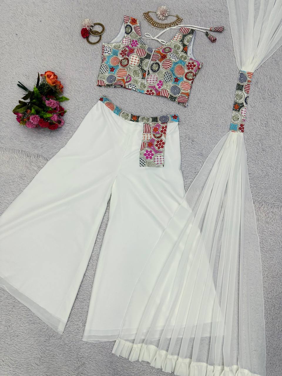 Amazing Georgette Zari Sequence Work Indo Western For Women