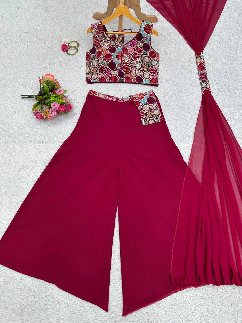 Amazing Georgette Zari Sequence Work Indo Western For Women