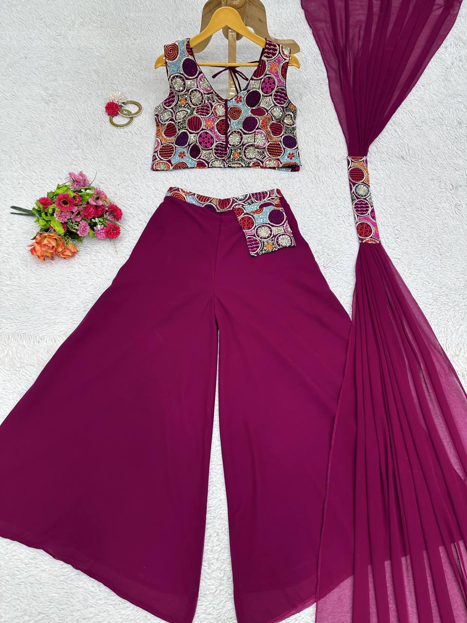 Amazing Georgette Zari Sequence Work Indo Western For Women