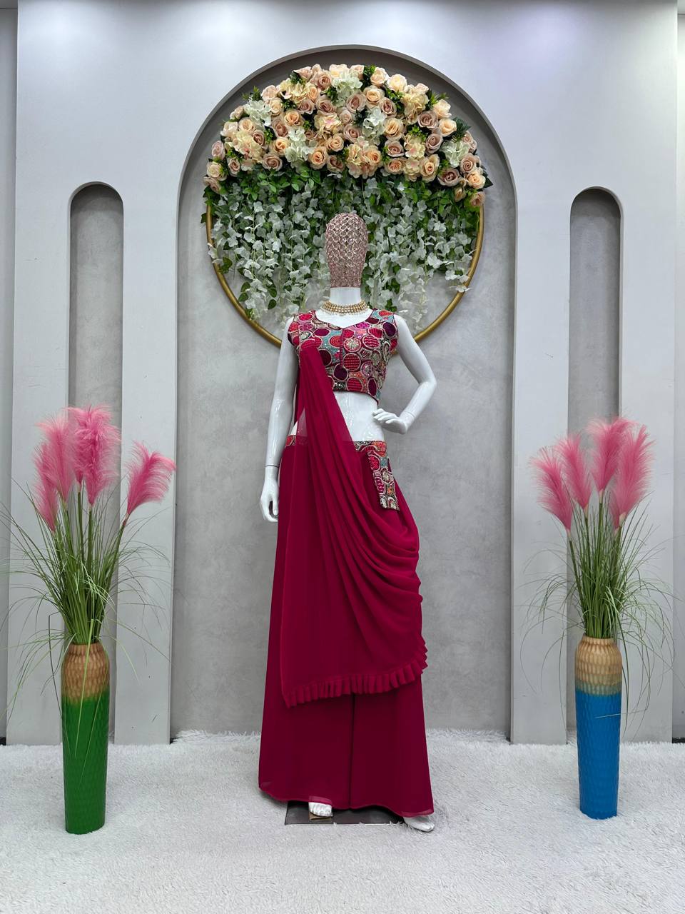 Amazing Georgette Zari Sequence Work Indo Western For Women