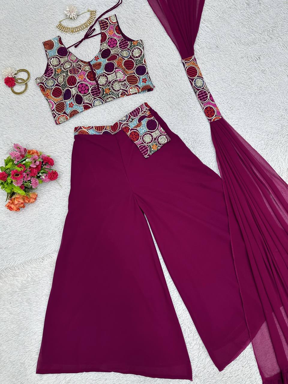 Amazing Georgette Zari Sequence Work Indo Western For Women