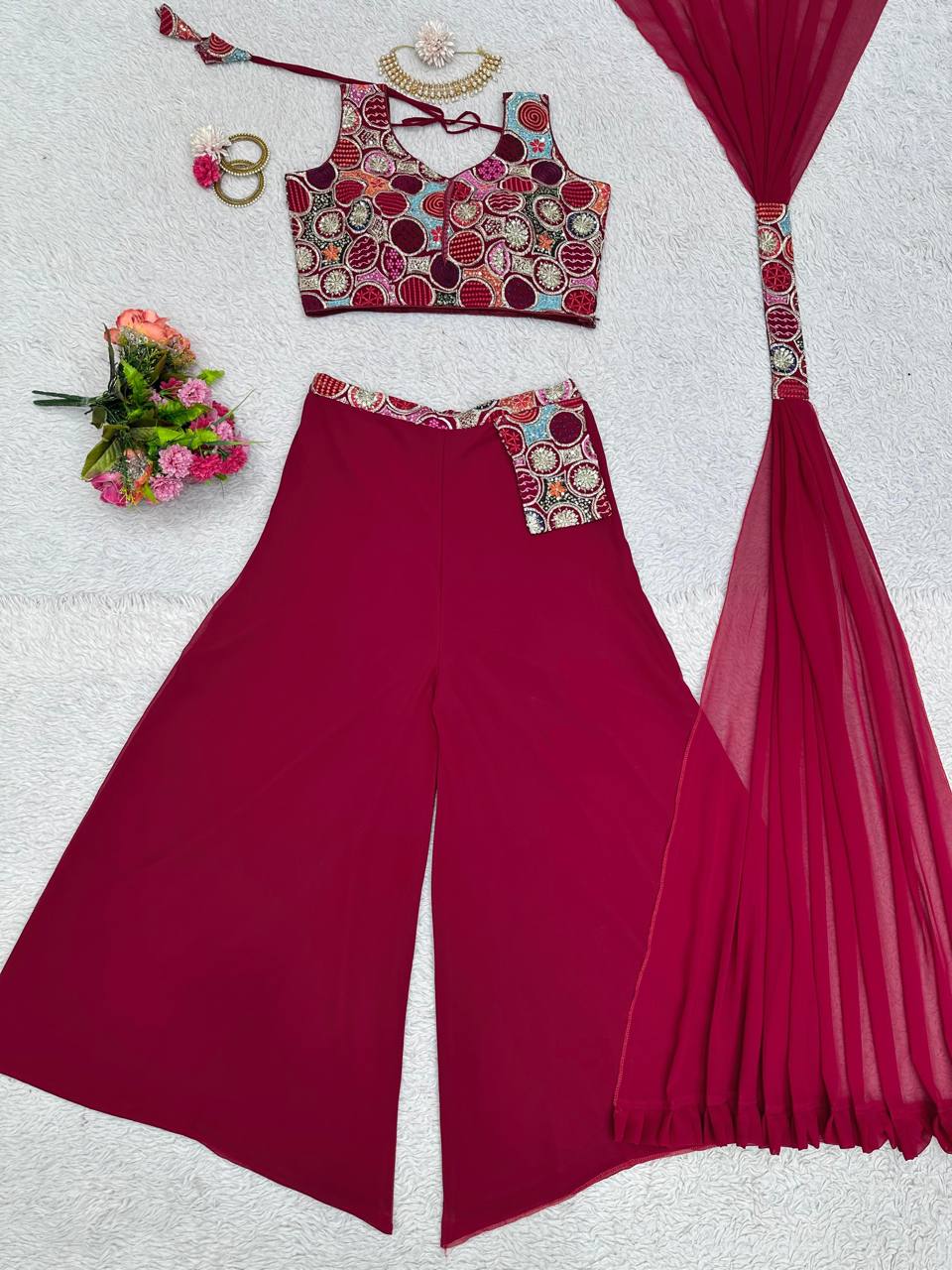 Amazing Georgette Zari Sequence Work Indo Western For Women