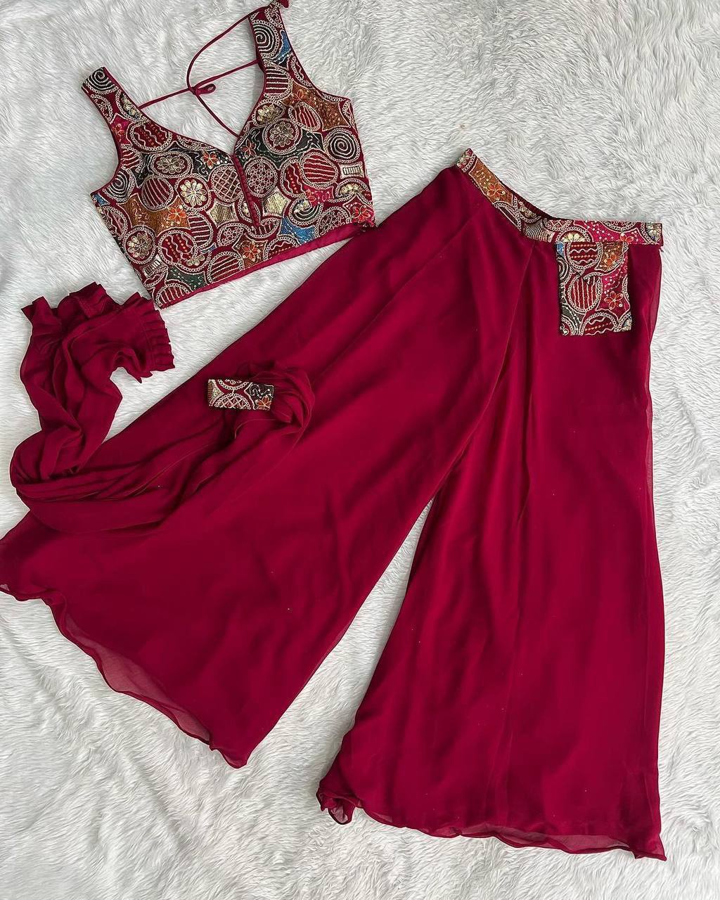 Amazing Georgette Zari Sequence Work Indo Western For Women
