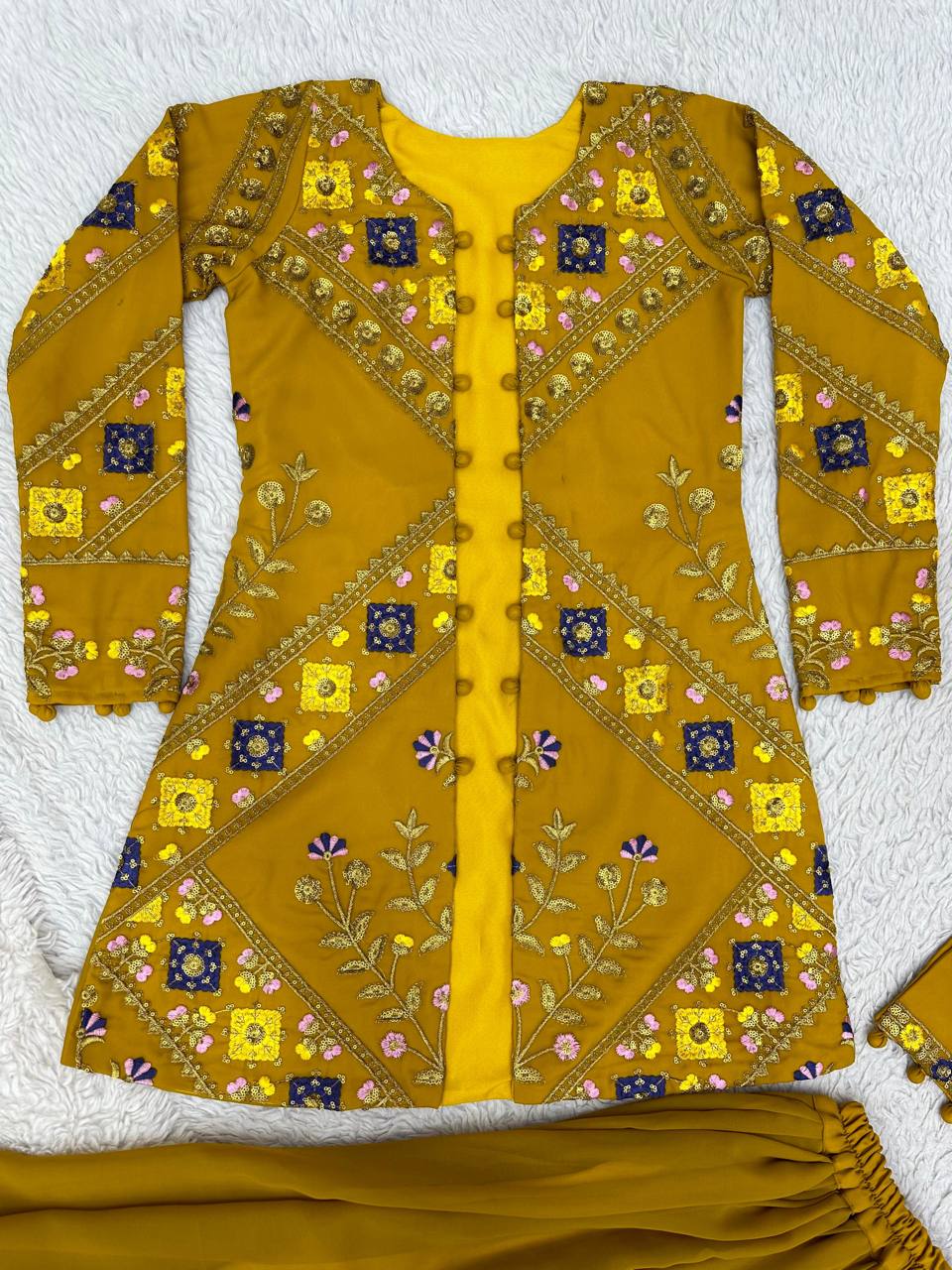 Lovely Sequence Thread Work Georgette Indo Western