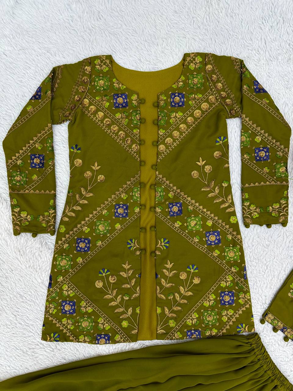 Lovely Sequence Thread Work Georgette Indo Western