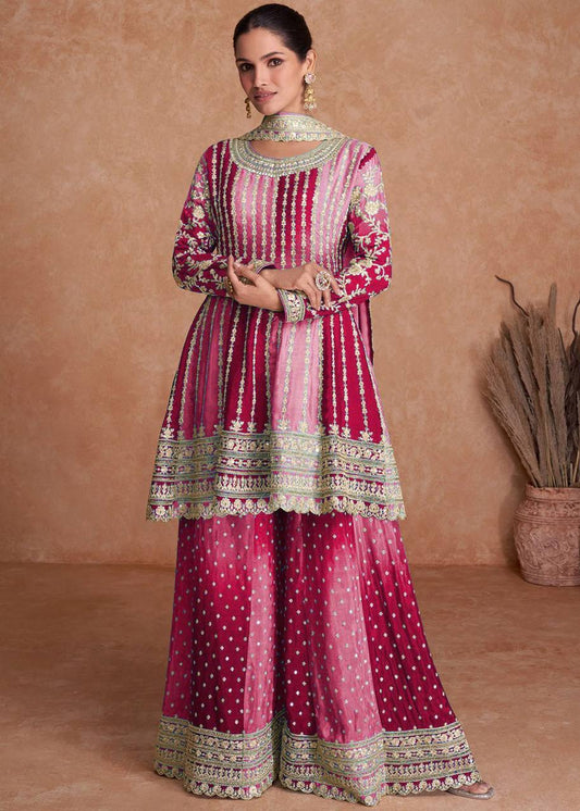 Heavy Embroidered Stitched Sharara Suit Set With Dupatta
