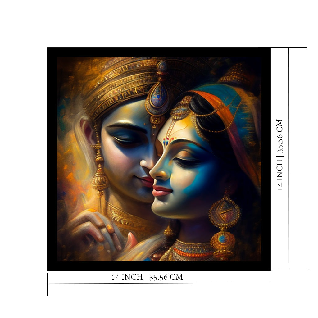 Krishna Radha Art Framed Painting | Ready to Hang - (Wooden Frame)