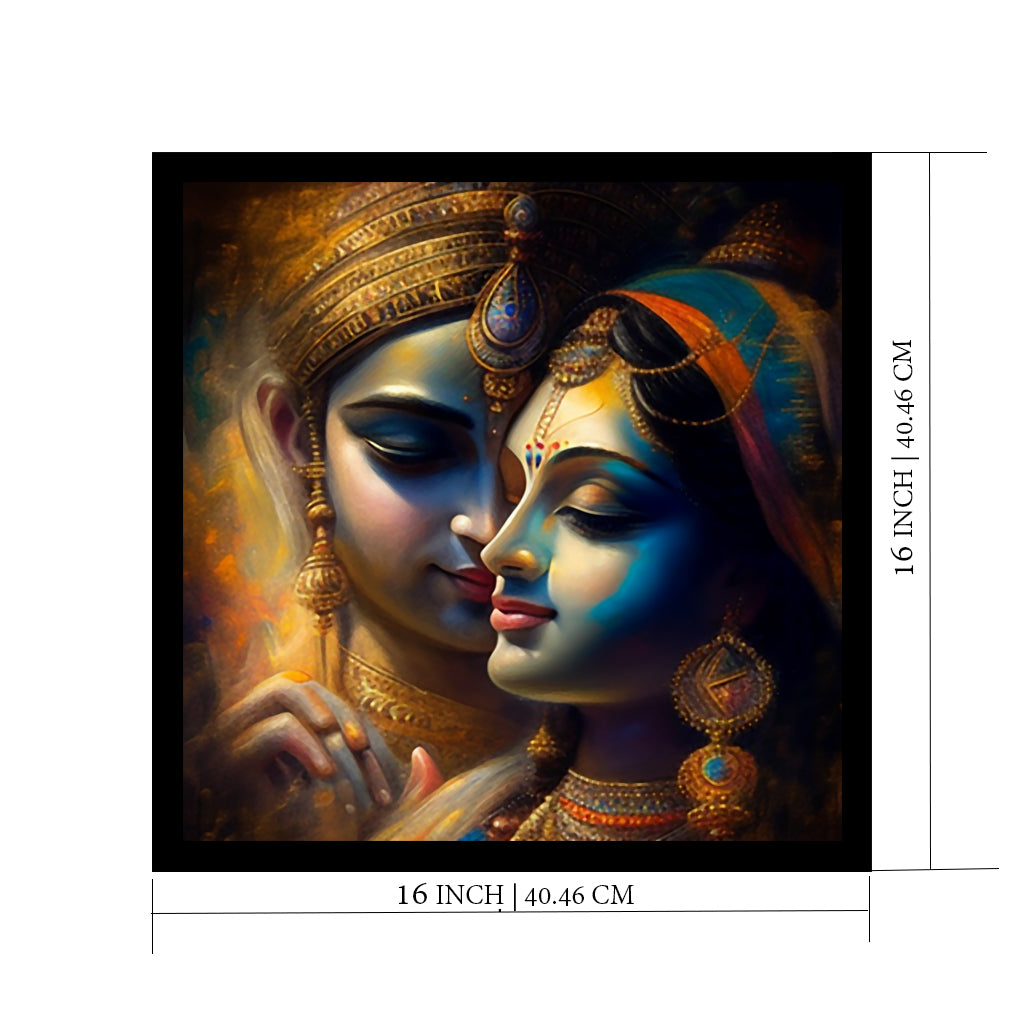 Krishna Radha Art Framed Painting | Ready to Hang - (Wooden Frame)