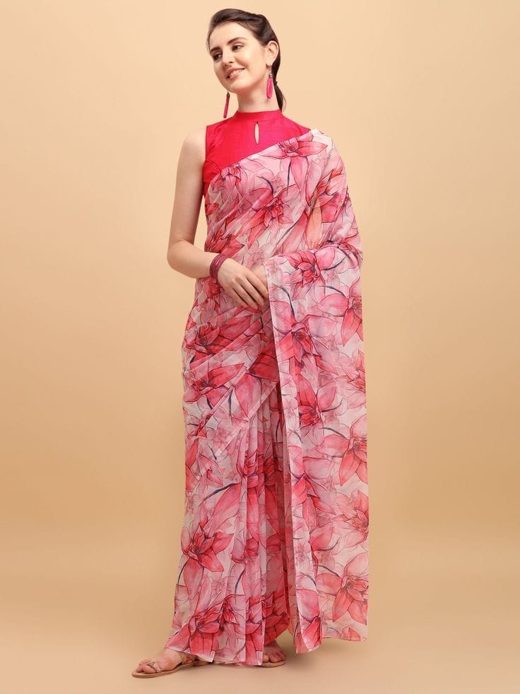 Digital Printed Georgette Saree with blouse