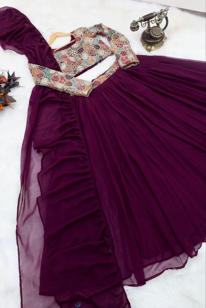 Wedding Wear Ready Made Georgette sequence work lehenga choli
