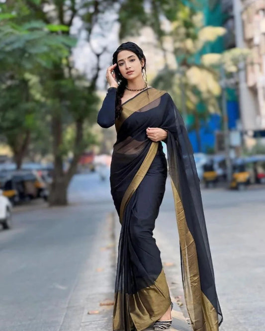 Plain Chiffon Ready To wear Saree