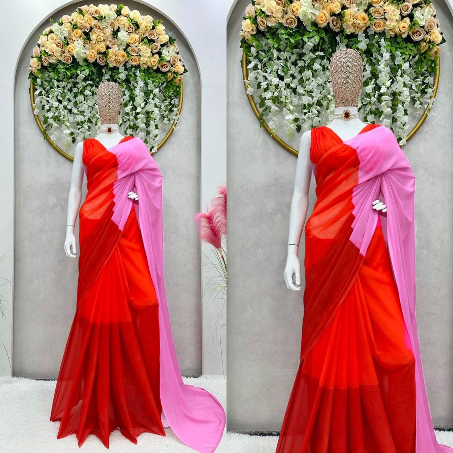 Georgette Party Wear Digital Printed Saree With Blouse