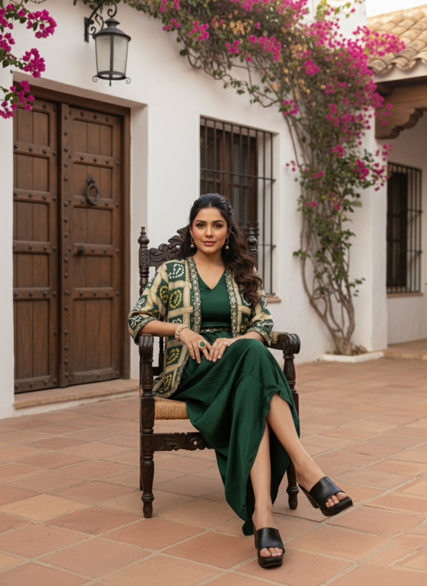Latest Chinon Silk Indo Western Set