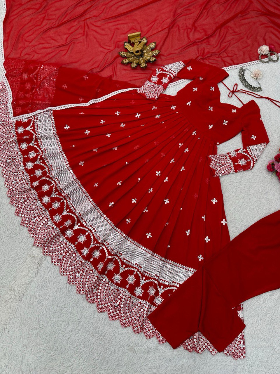 Beautiful Designer Anarkali Salwar Suit With Thread And Sequence work