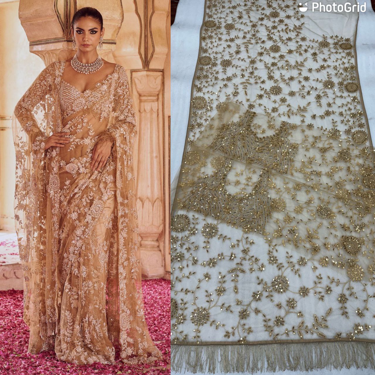 Latest Net Multi Sequence Work Saree Blouse