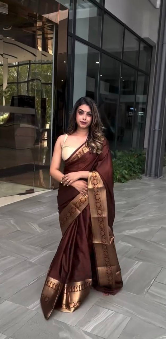 Maroon Color Lichi Silk Saree Blouse