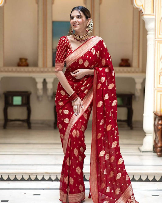 Exquisite Soft Lichi Silk Saree with Jacquard Weaving