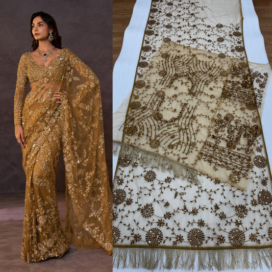 Heavy Mono Net Embroidery Saree