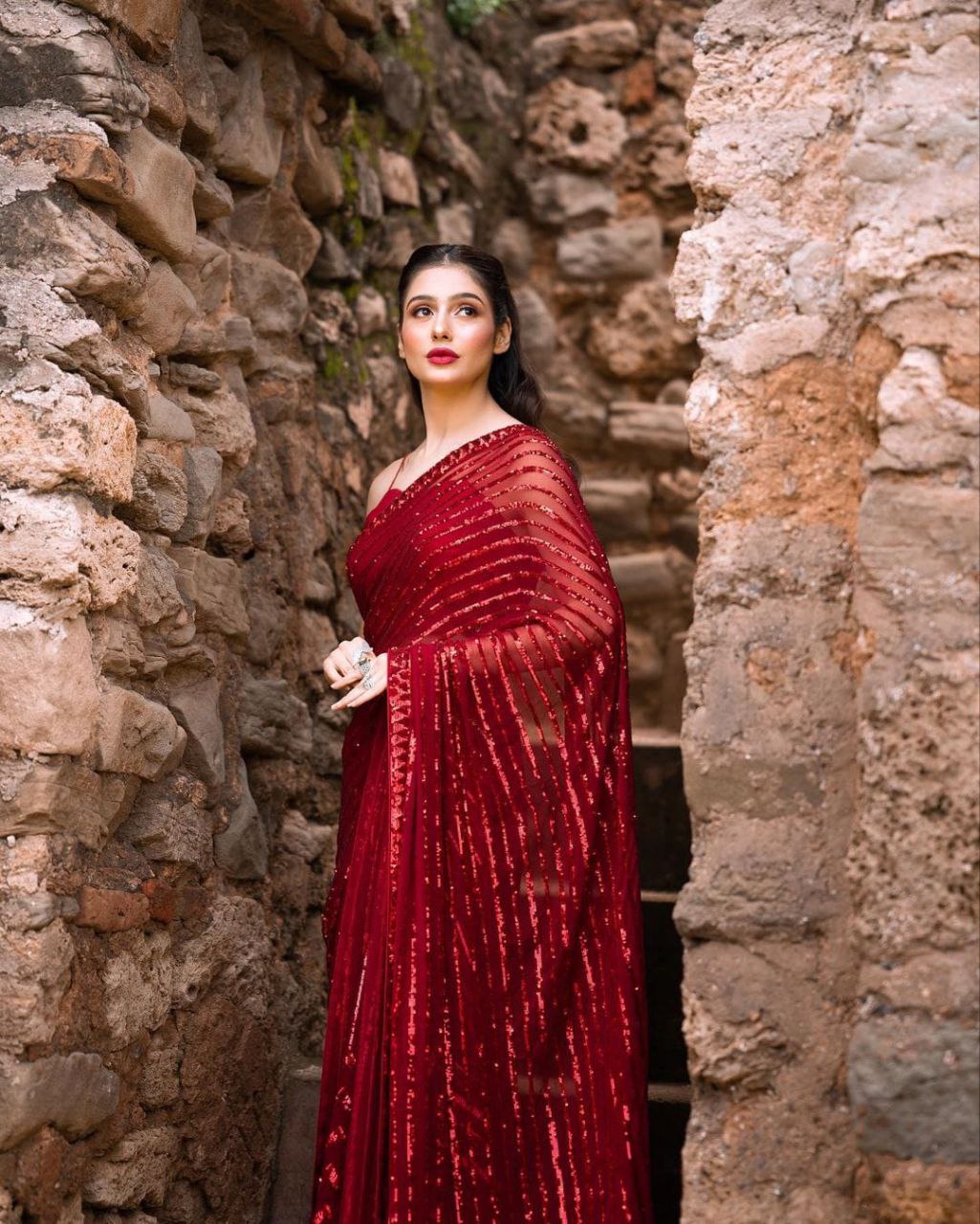 Georgette Sequence Embroidery Saree