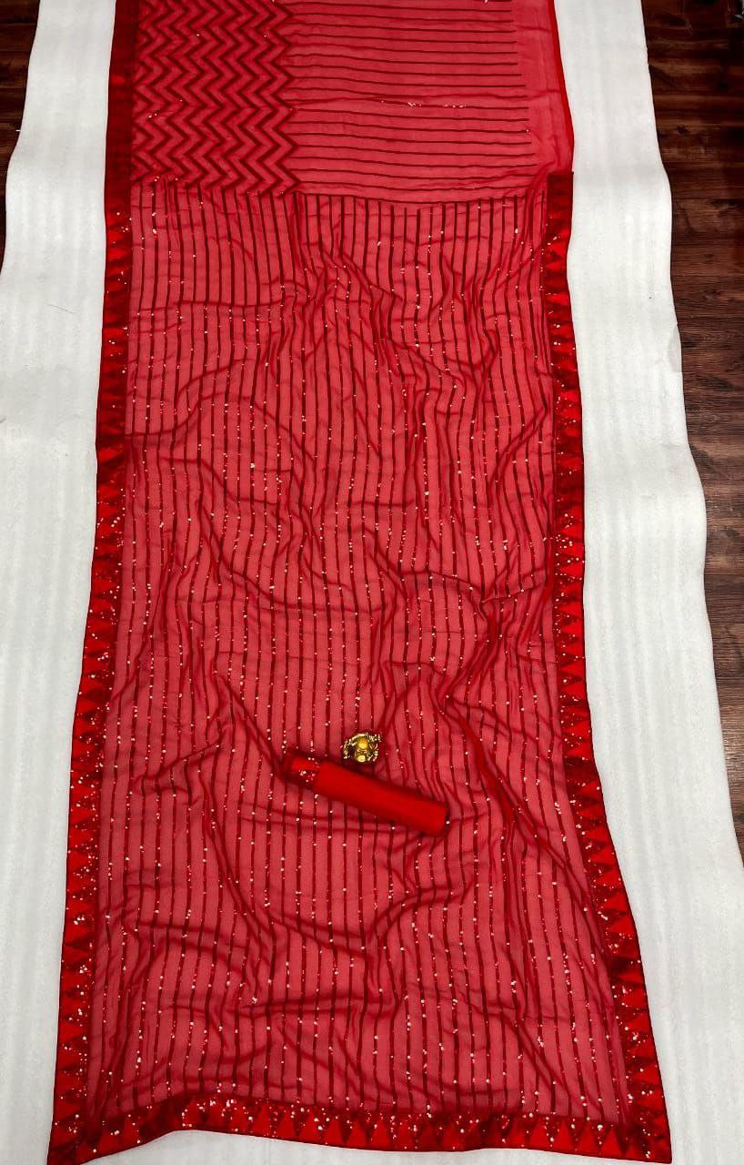 Georgette Sequence Embroidery Saree