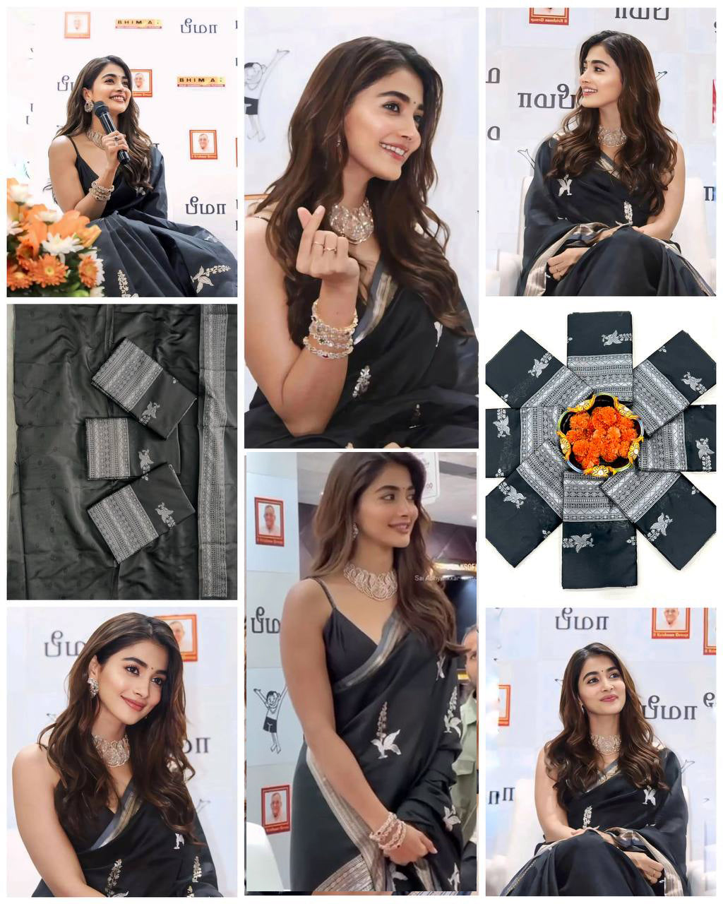 Black Banarasi Silk Pallu Jacquard Saree For Women