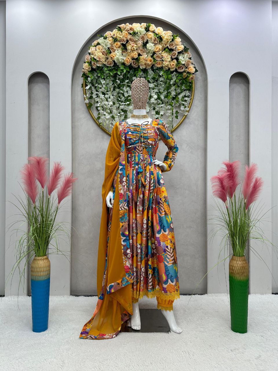 Beautiful Yellow color Digital Printed Kurta Set with Dupatta