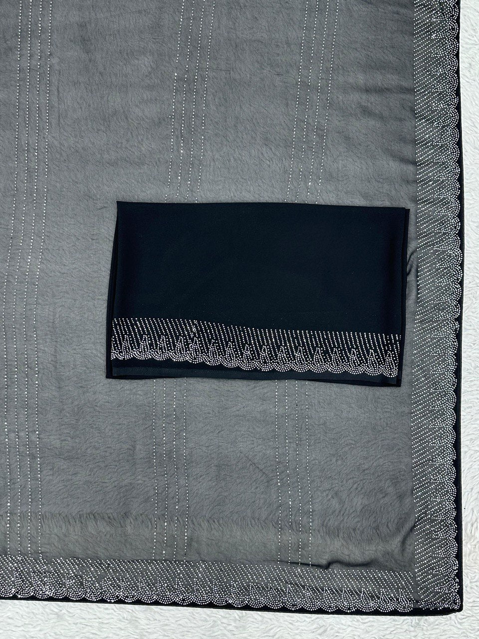 Beautiful Party Wear Black Georgette Sequence Work Saree With Blouse