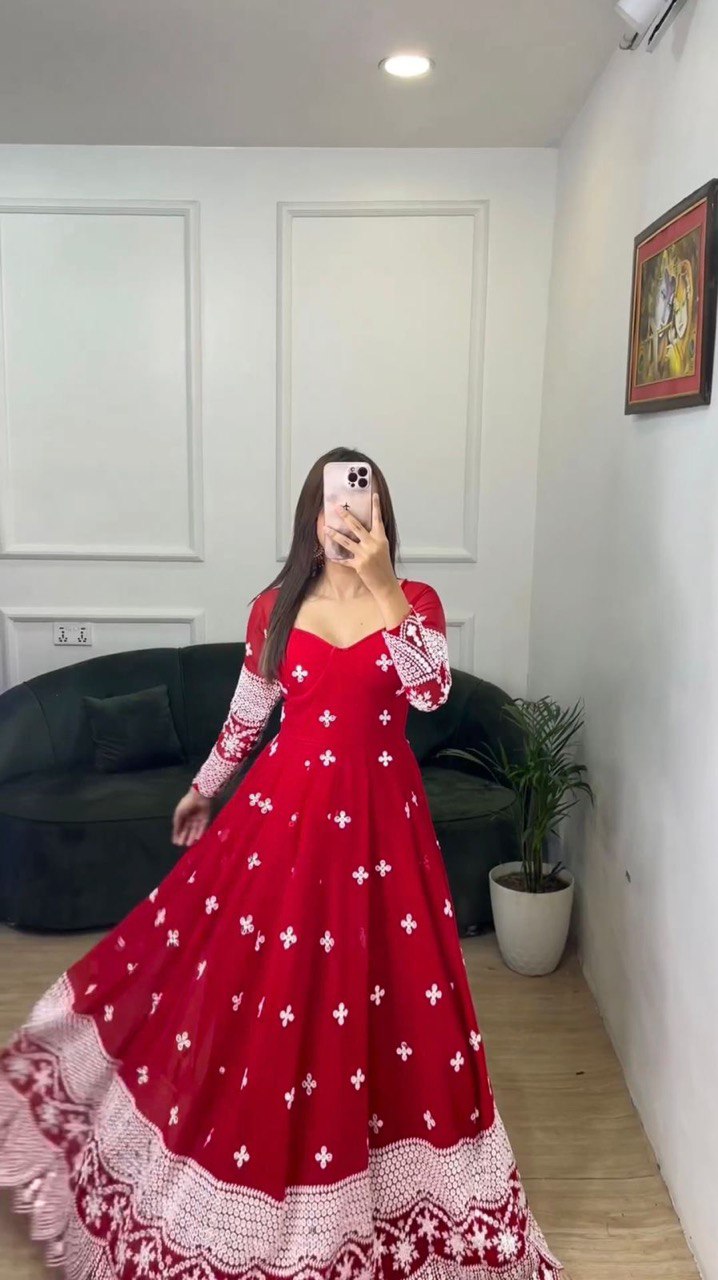 Beautiful Designer Anarkali Salwar Suit With Thread And Sequence work