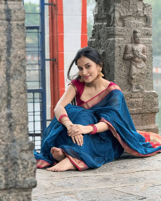 Banarasil Silk Pallu Jacquard Saree For Women