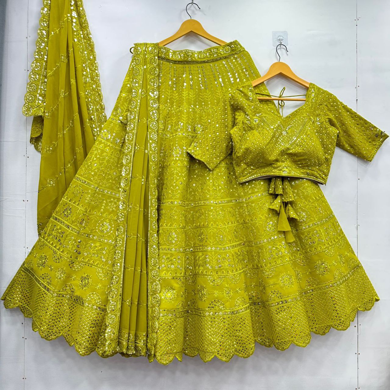 Beautiful Parrot Green Color Georgette Sequence Work Lehenga Choli Wit –  urban-trend.co.in