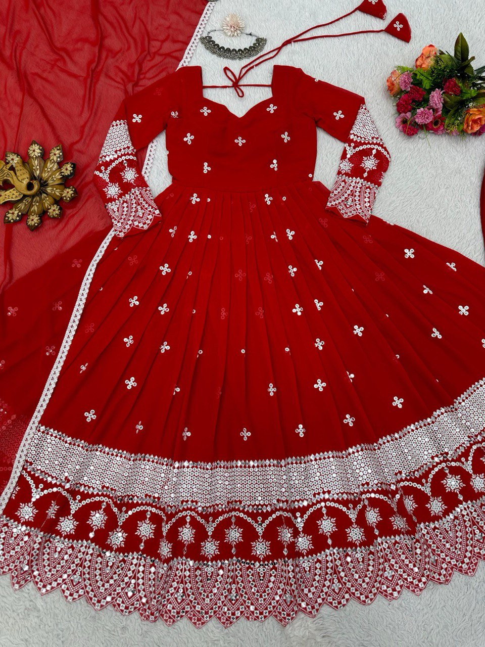 Beautiful Designer Anarkali Salwar Suit With Thread And Sequence work