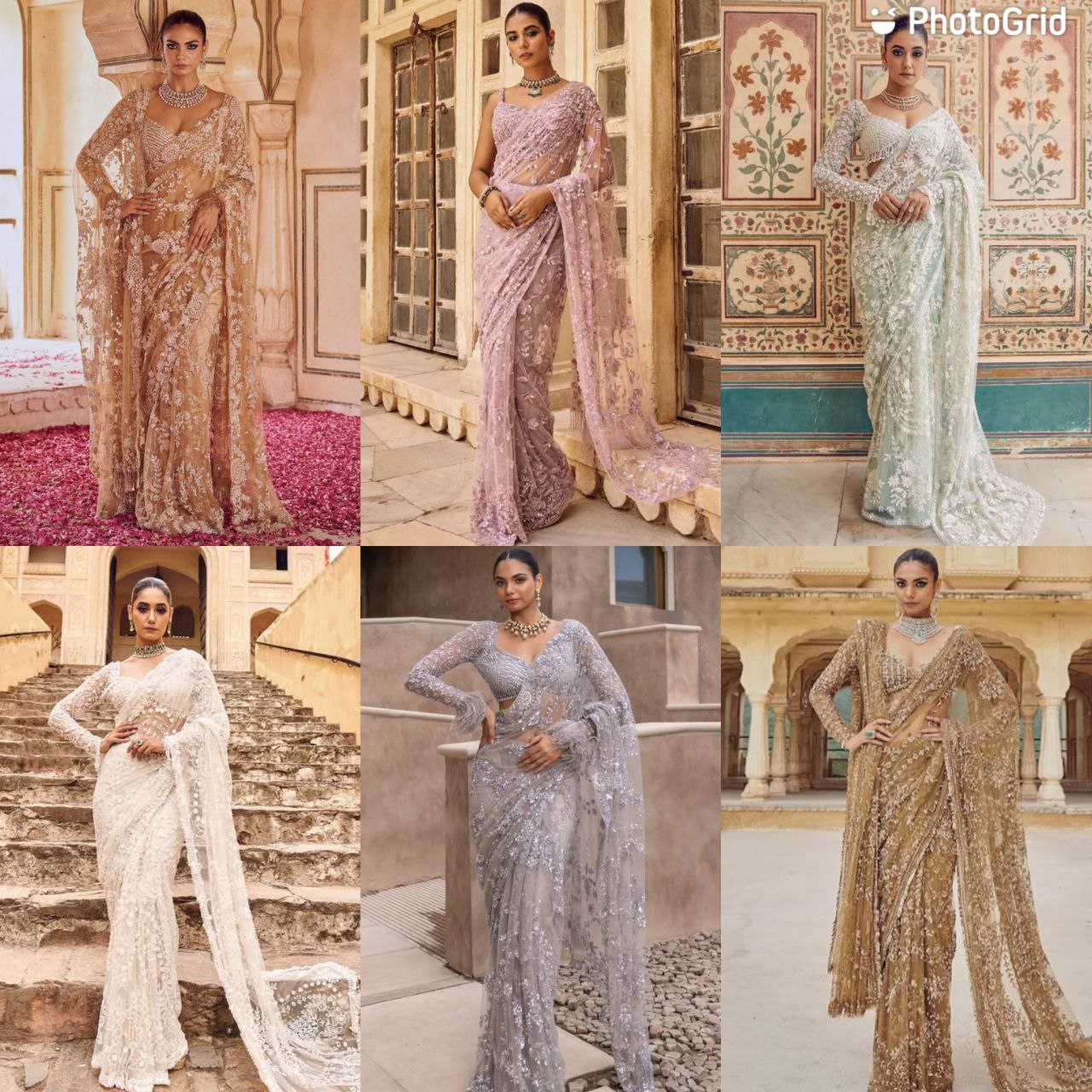 Latest Net Multi Sequence Work Saree Blouse