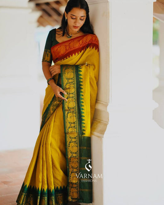 Soft Lichi Silk Saree with Elegant Jacquard Work