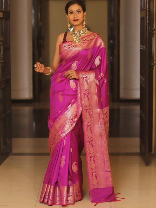 Exquisite Soft Lichi Silk Saree with Rich Jacquard Weaving