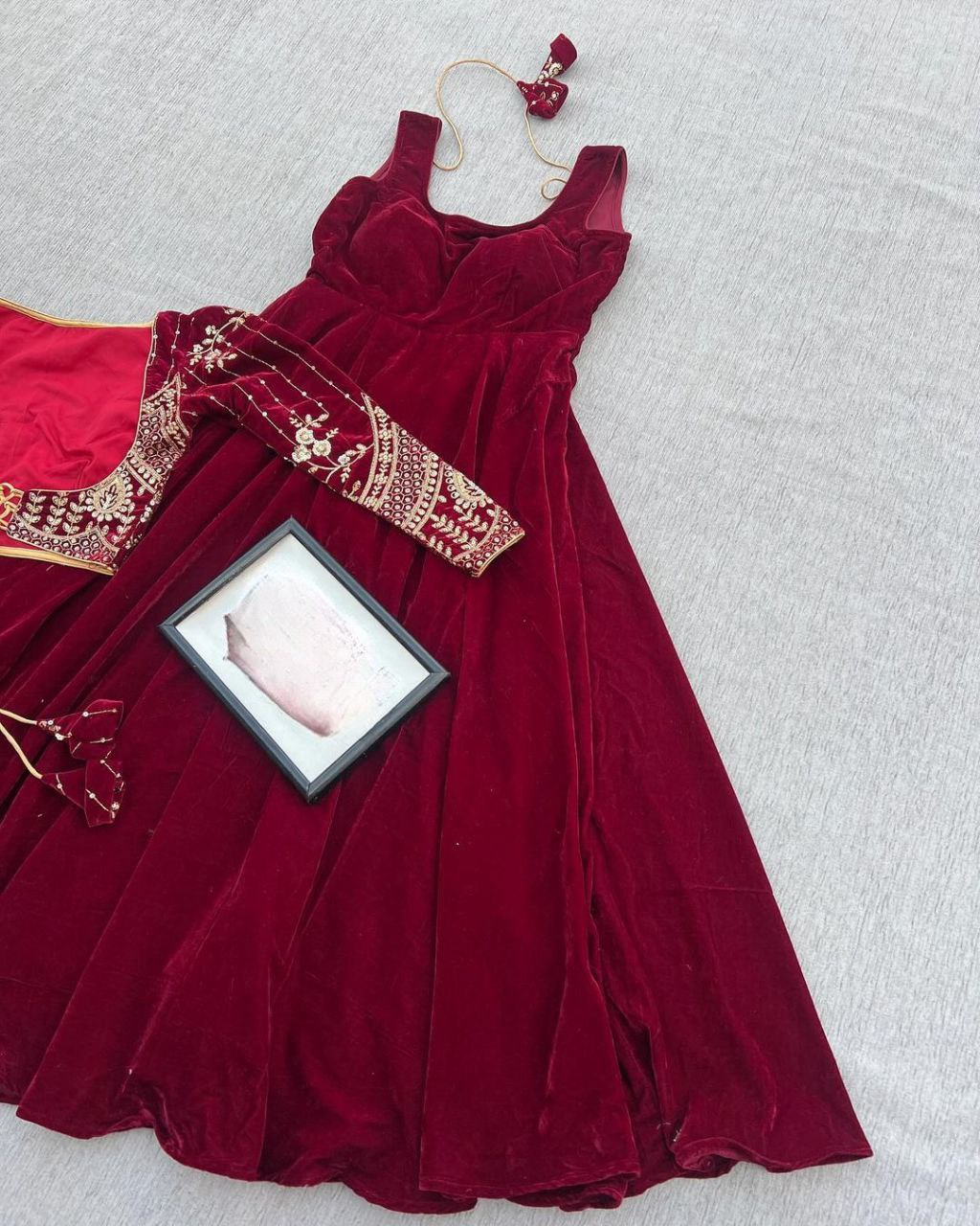 Attractive Maroon Color Gown With Koti