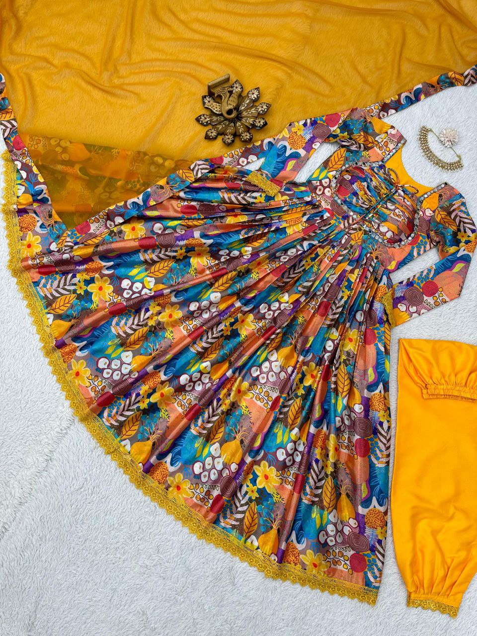 Beautiful Yellow color Digital Printed Kurta Set with Dupatta