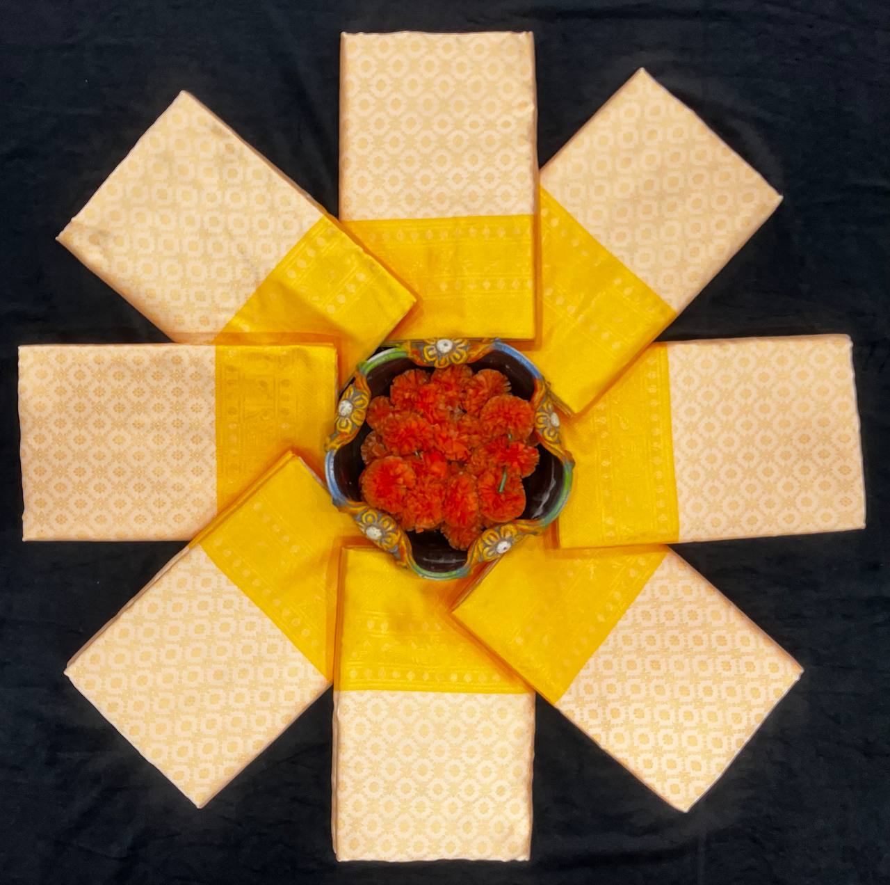 Mustard Color Lichi Silk Jacquard Saree