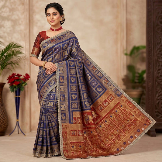 Designer Banarasi Silk Saree With Silk Blouse Piece