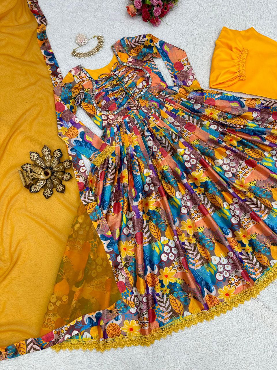 Beautiful Yellow color Digital Printed Kurta Set with Dupatta
