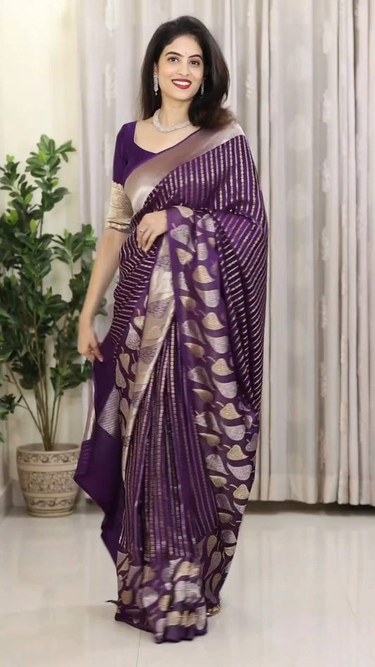 Exquisite Soft Lichi Silk Saree with Rich Jacquard Weaving