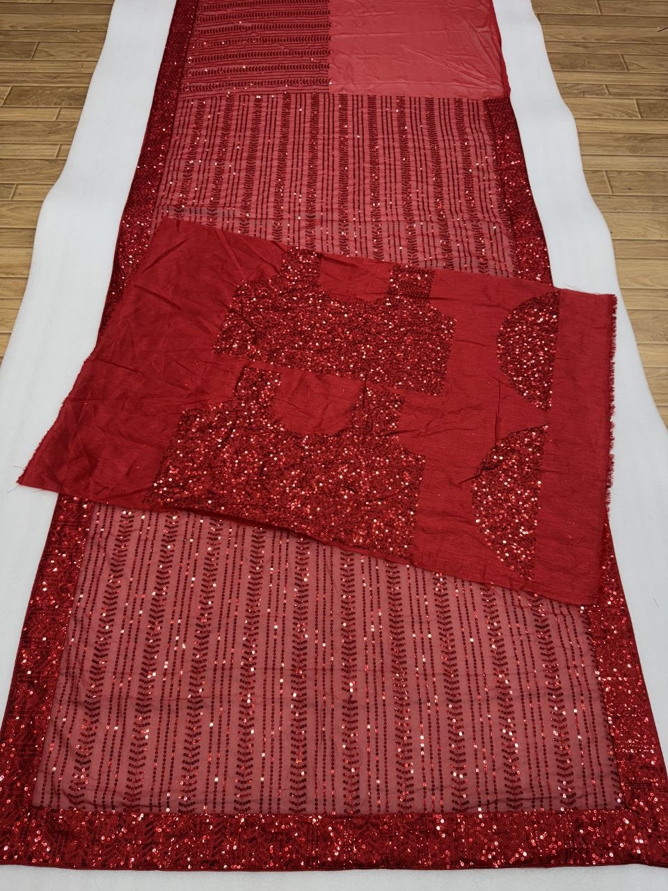 Faux Georgette Embroidered Saree with Sequins Work