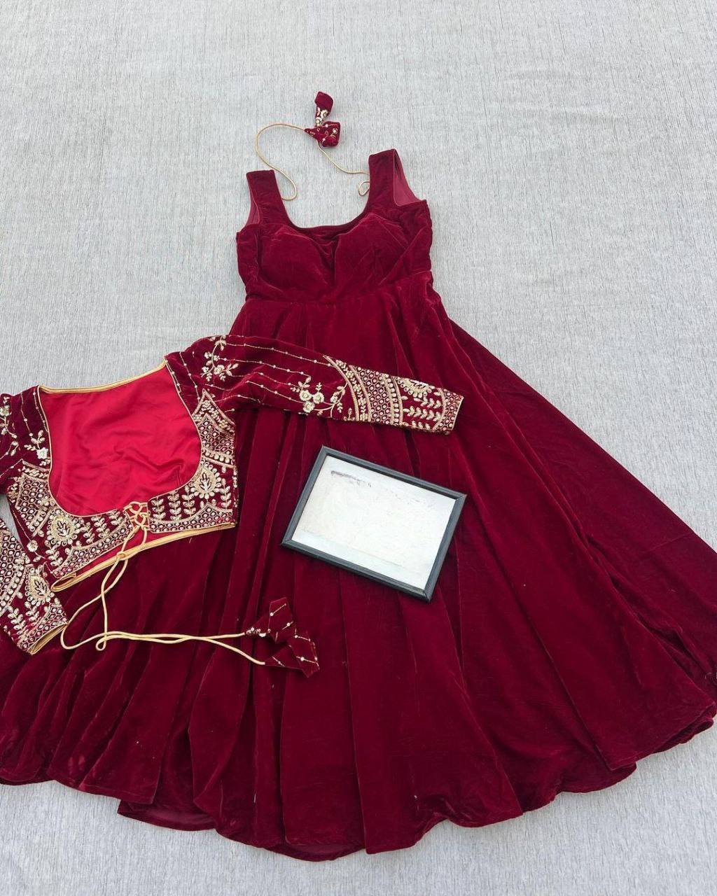 Attractive Maroon Color Gown With Koti