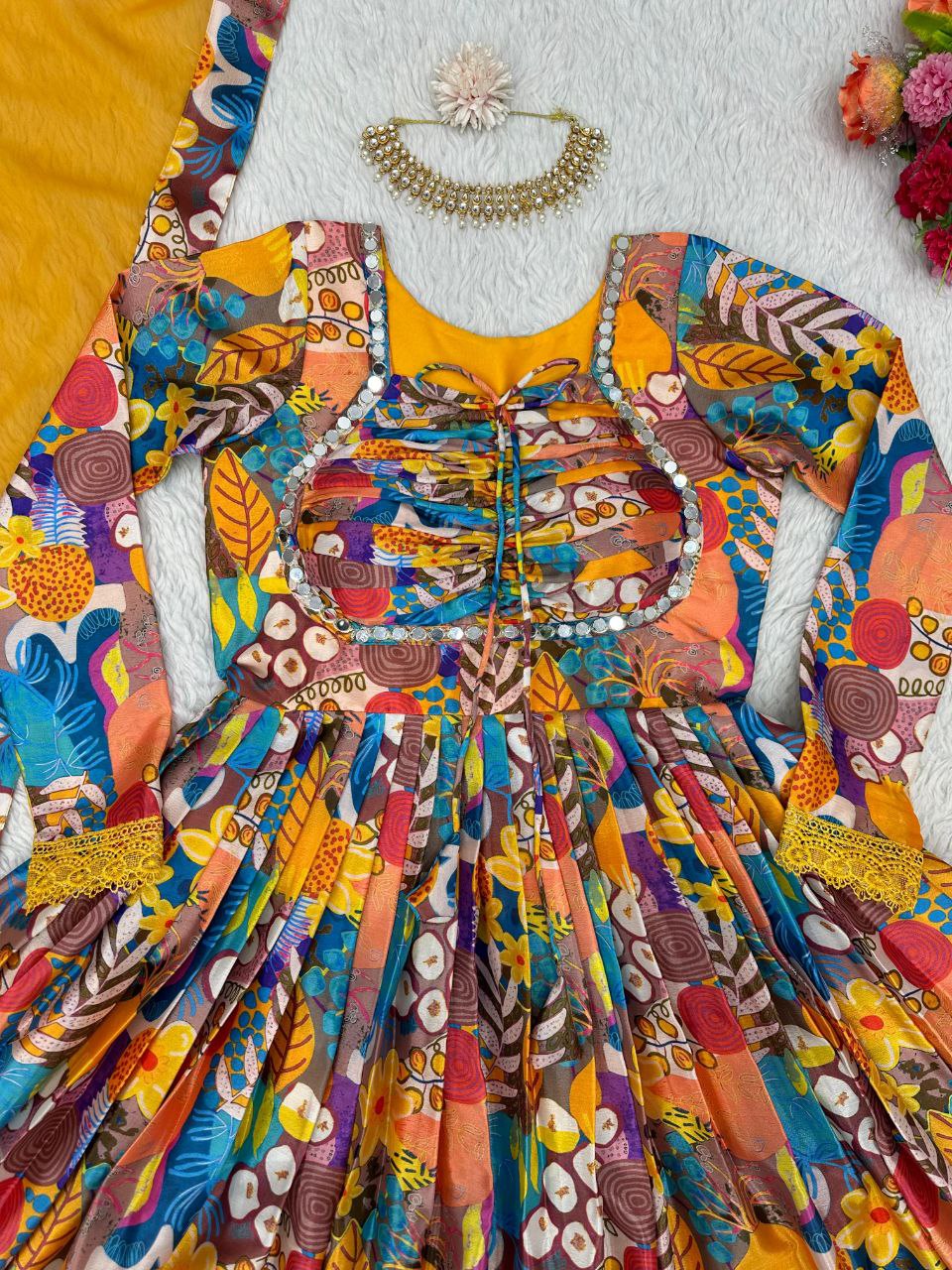 Beautiful Yellow color Digital Printed Kurta Set with Dupatta