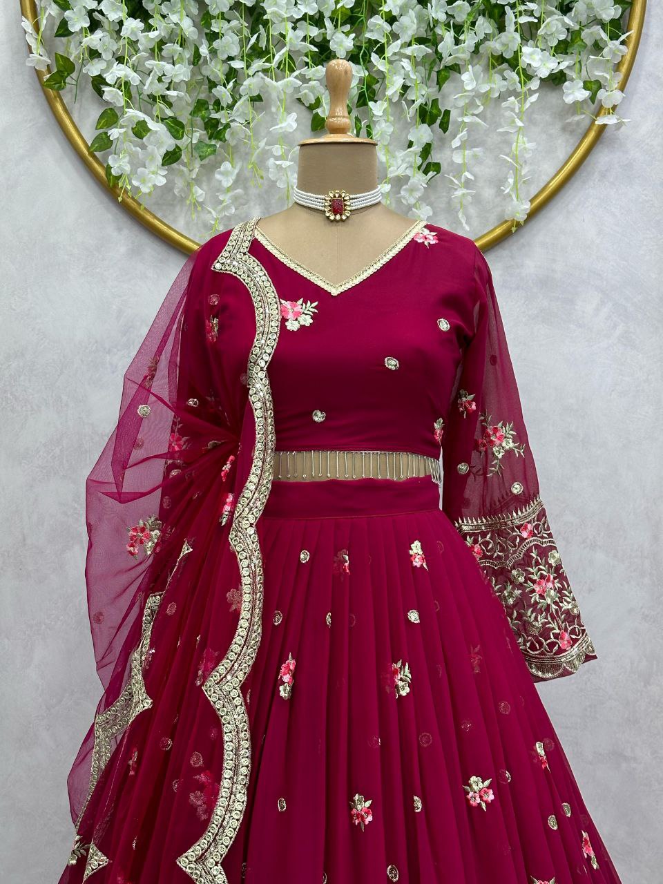 Beautiful Cherry Red Color Lehenga choli