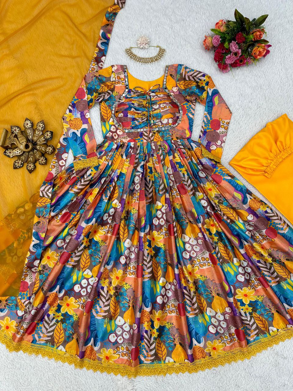 Beautiful Yellow color Digital Printed Kurta Set with Dupatta