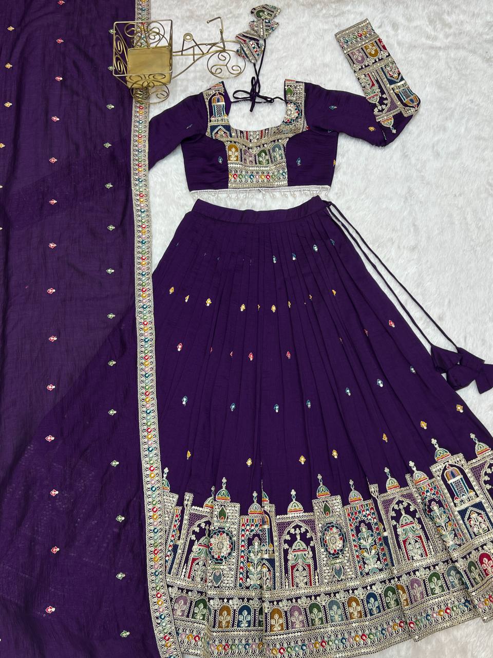 Full Stitched Vichitra Silk Lehenga Choli