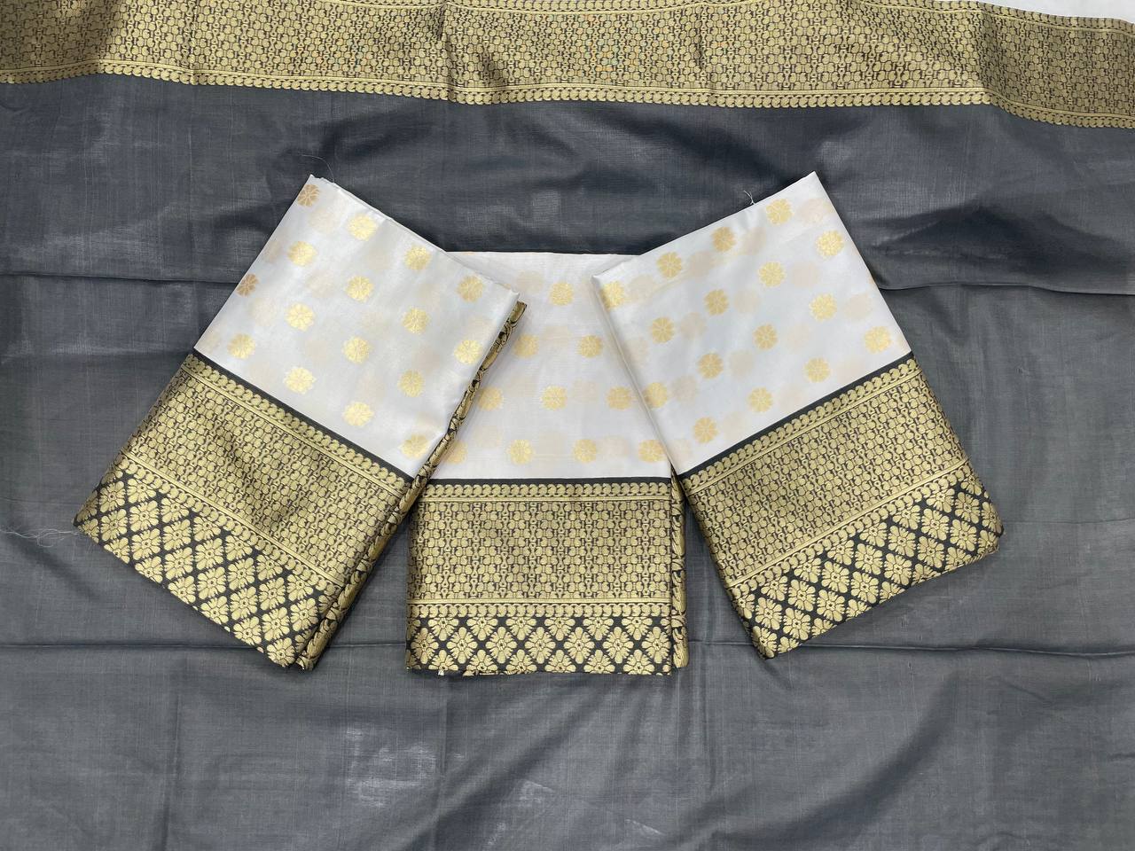 White Color Lichi Silk Jacquard Saree