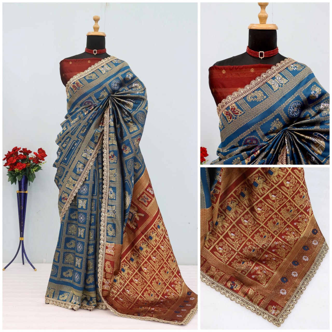 Designer Banarasi Silk Saree With Silk Blouse Piece