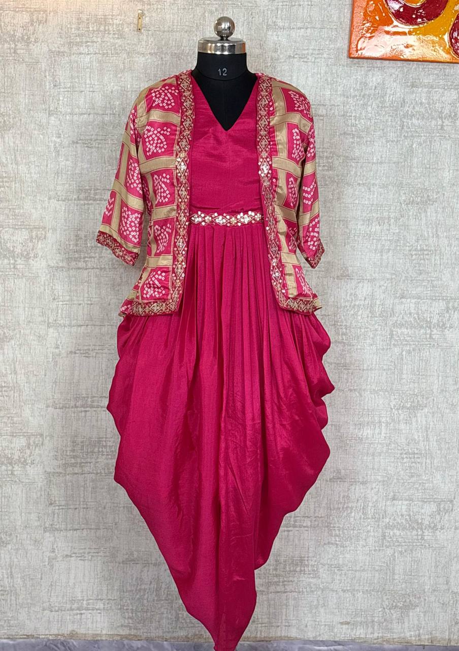 Latest Chinon Silk Indo Western Set