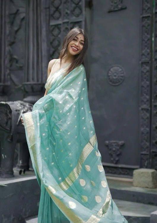 Linen Cotton Weaving Saree Blouse